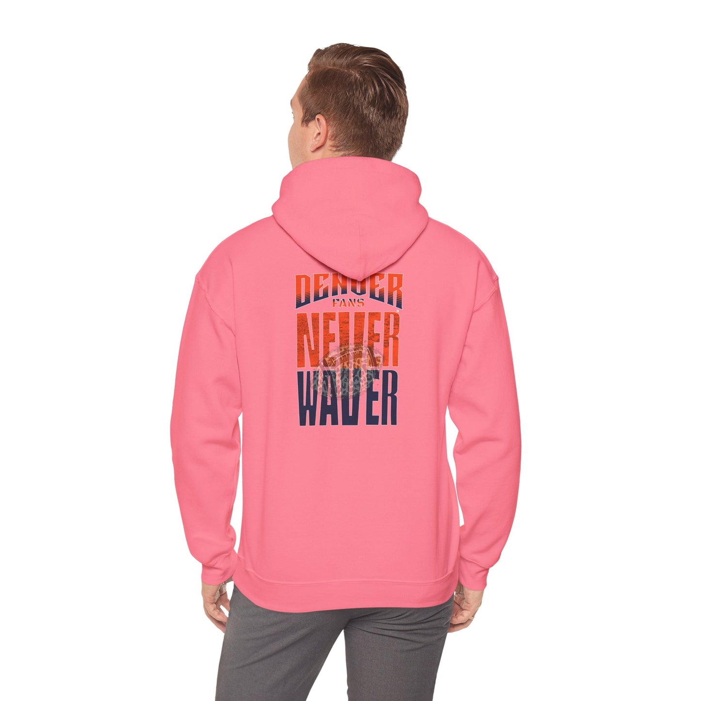 Denver Fans Never Waver W Leopard Football Unisex Heavy Blend™ Hoodie
