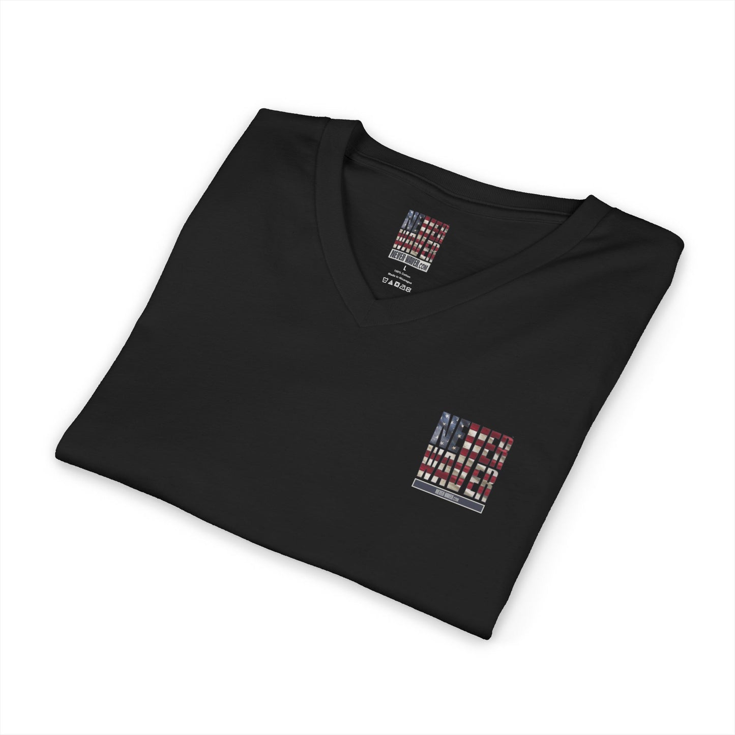 'America Never Wavers' Patriotic Shirt Unisex V-Neck Tee