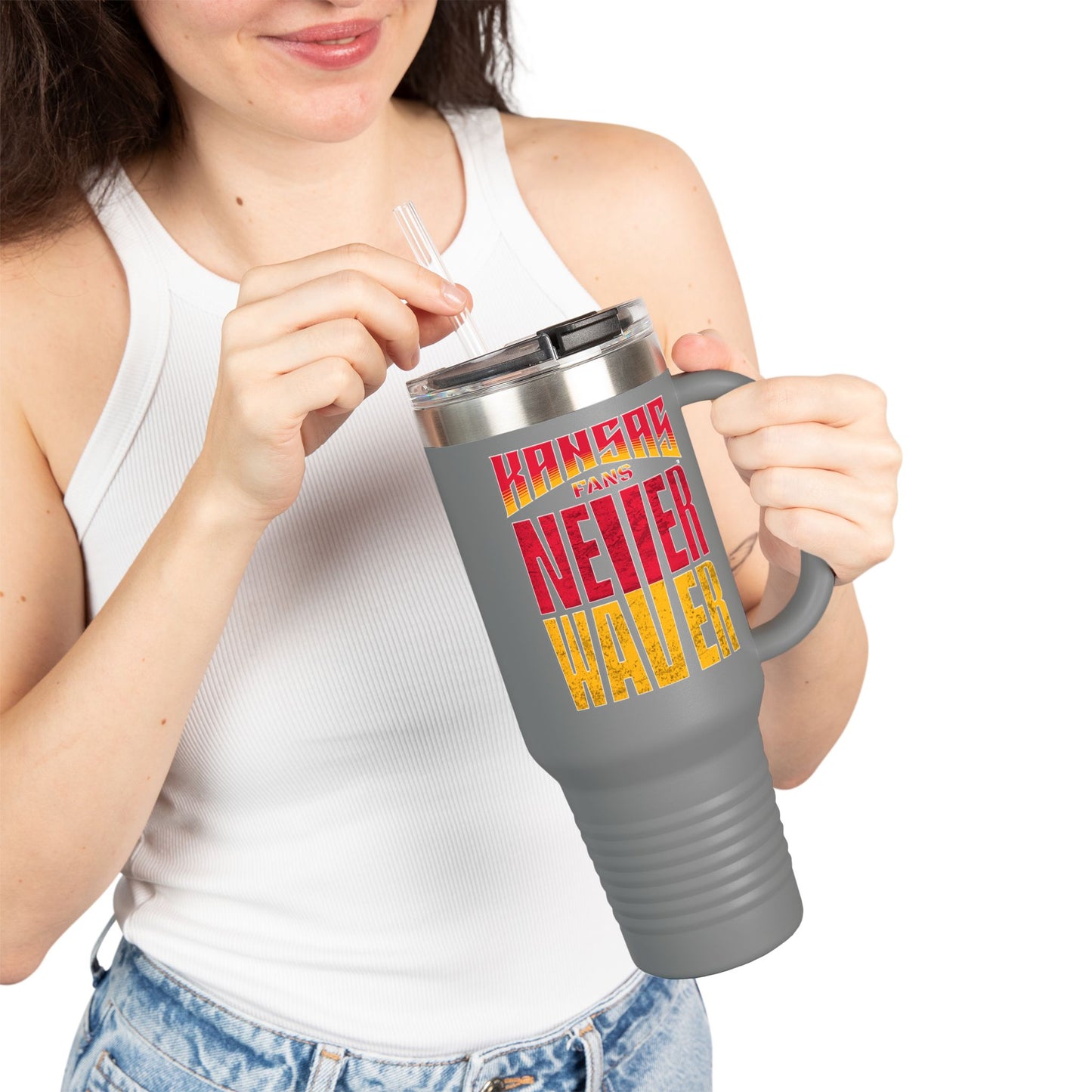 Kansas Fans Never Waver Insulated Travel Mug, 40oz