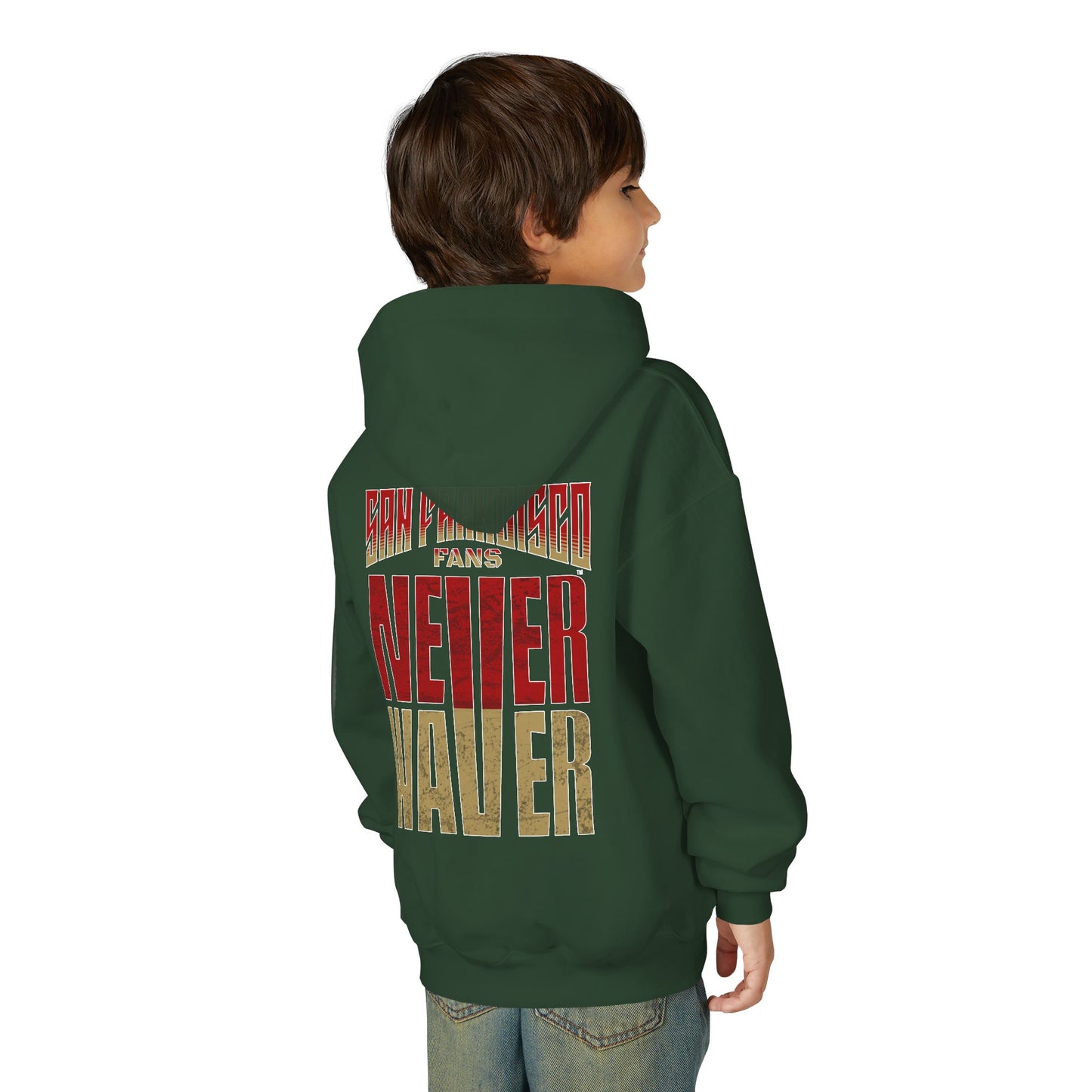 San Francisco Fans Never Waver Youth Heavy Blend Hooded Sweatshirt