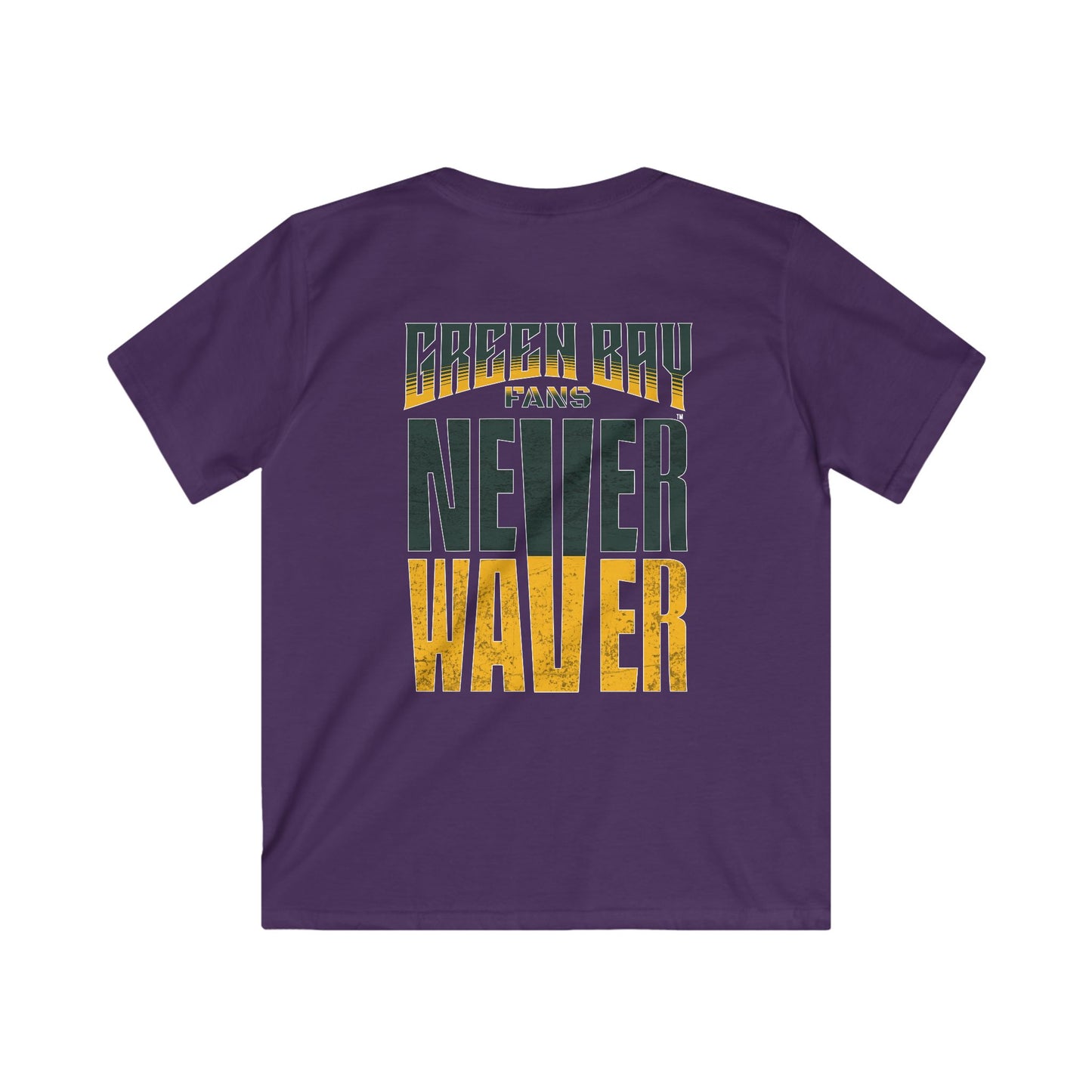 Green Bay Fans Never Waver Kids Softstyle Tee