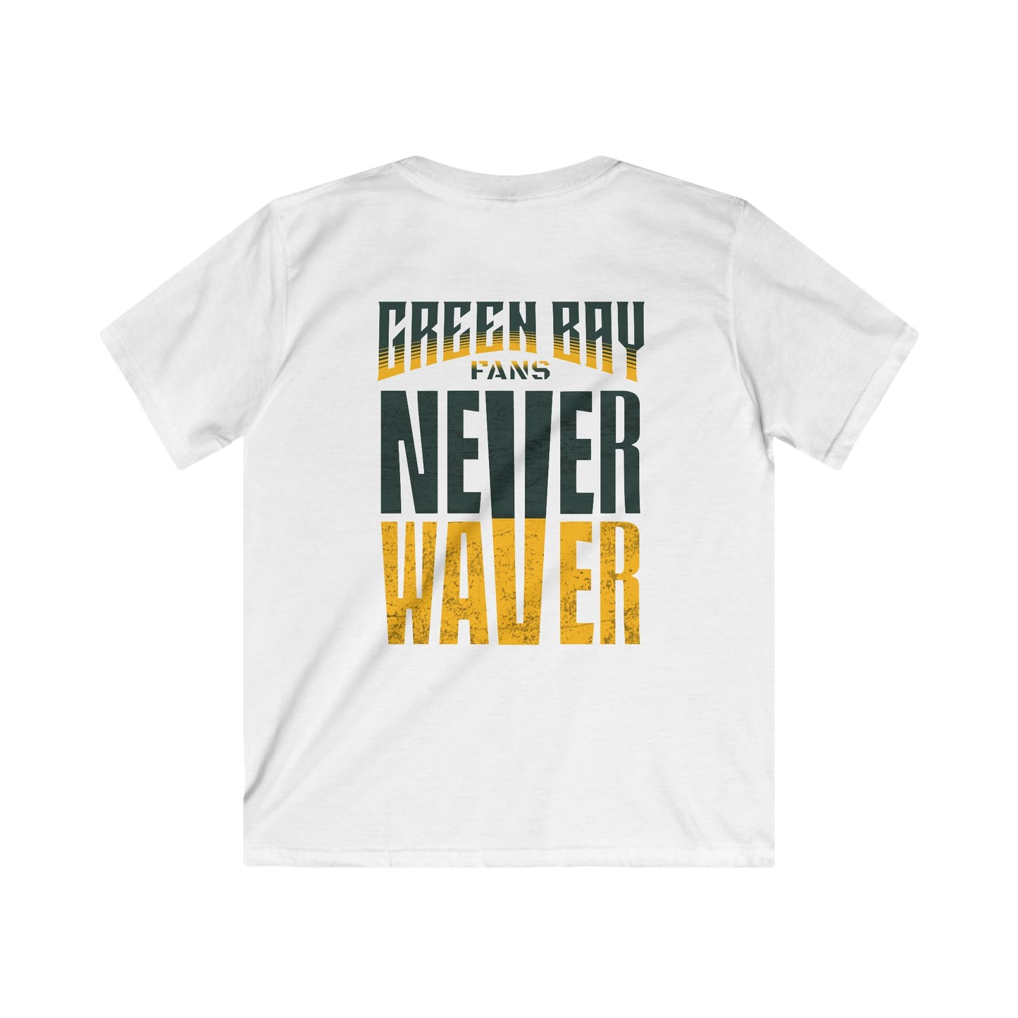 Green Bay Fans Never Waver Kids Softstyle Tee