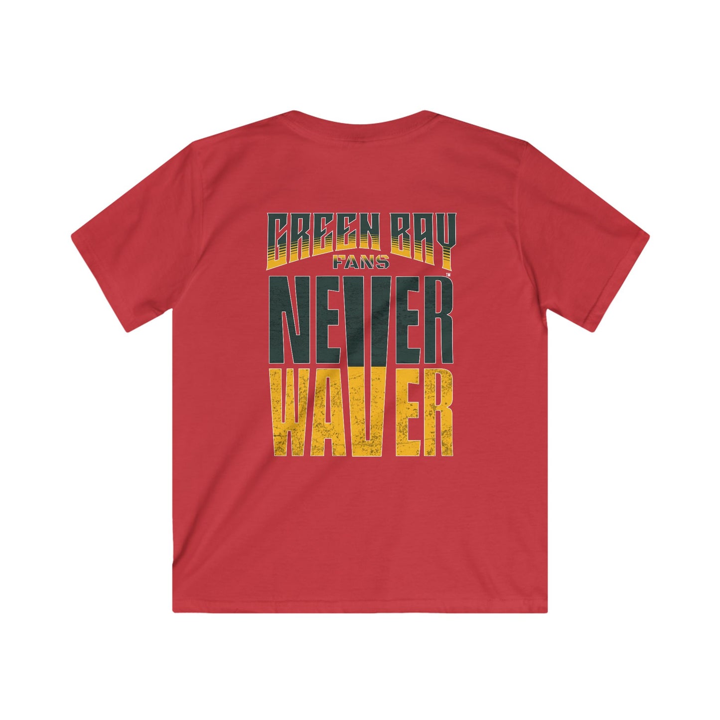 Green Bay Fans Never Waver Kids Softstyle Tee