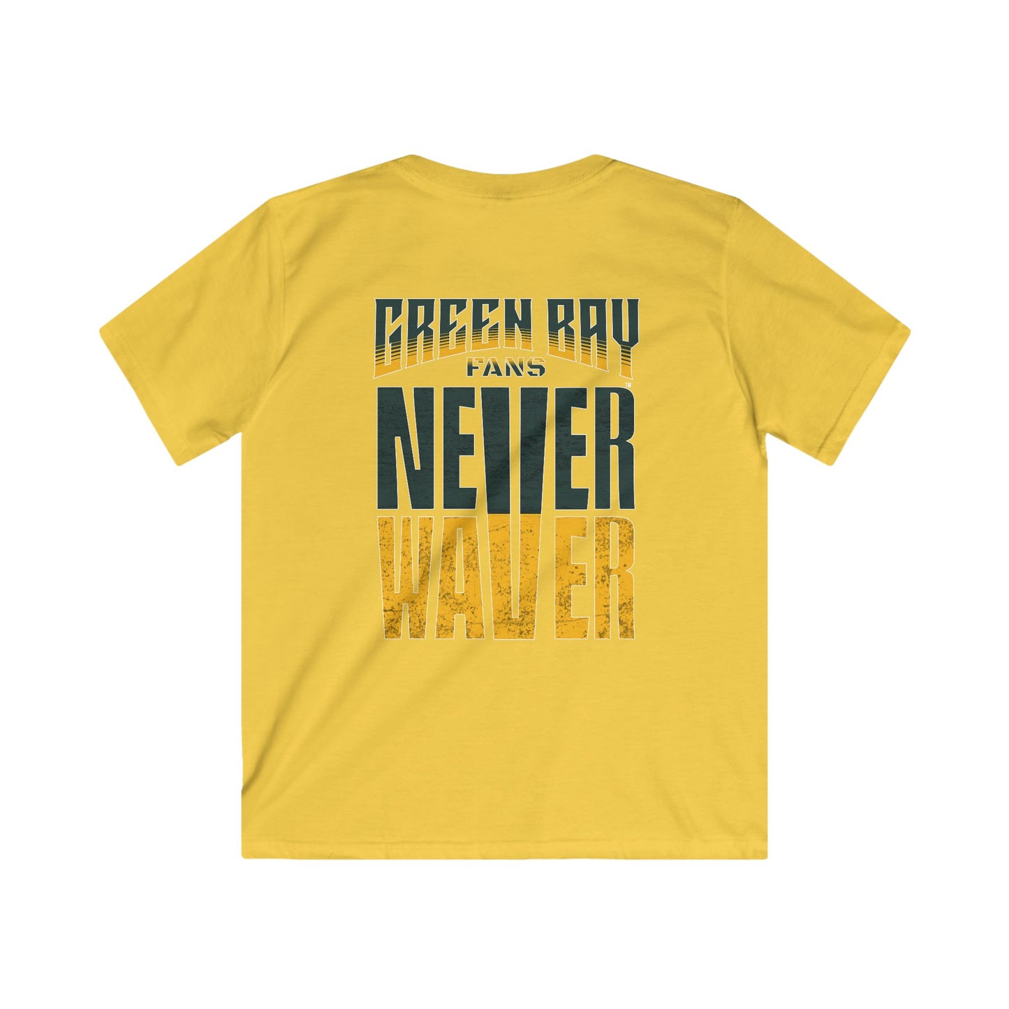 Green Bay Fans Never Waver Kids Softstyle Tee