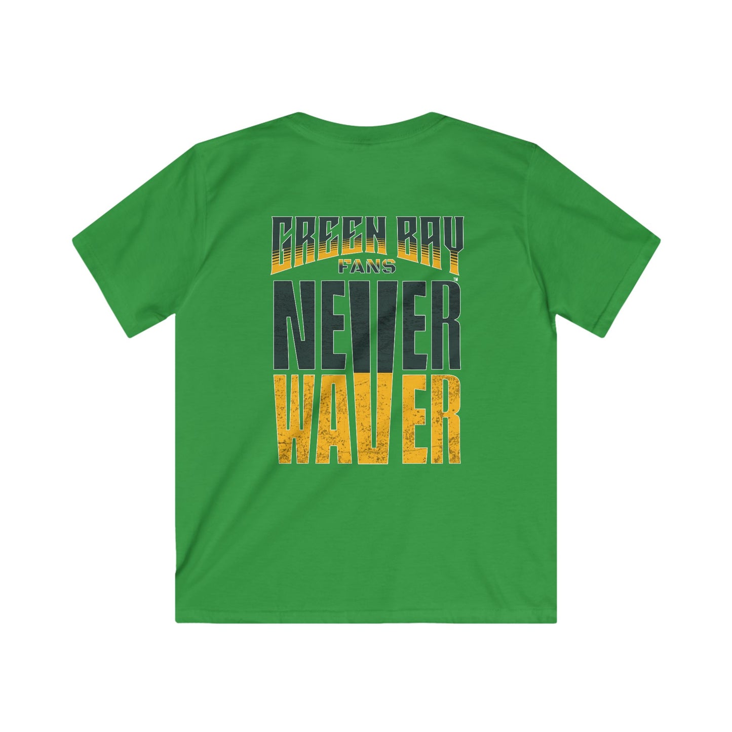 Green Bay Fans Never Waver Kids Softstyle Tee