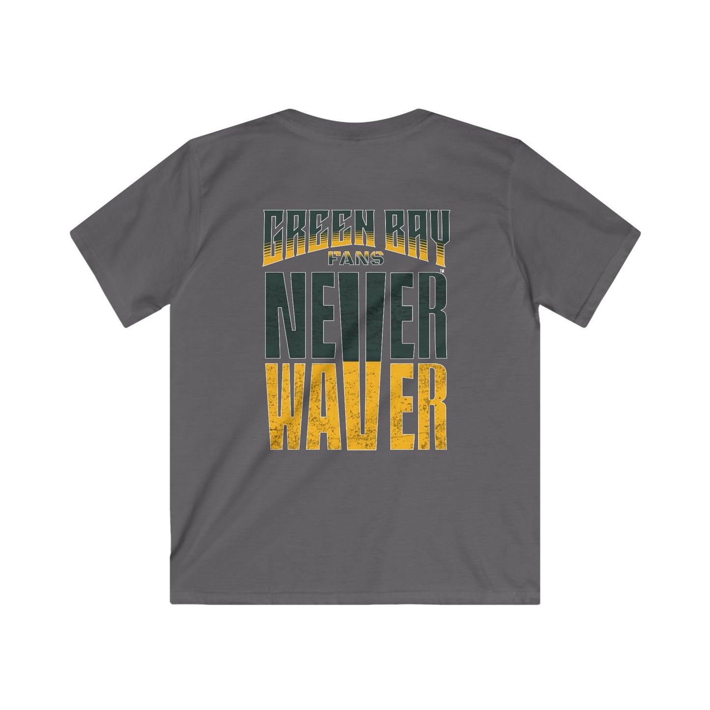 Green Bay Fans Never Waver Kids Softstyle Tee