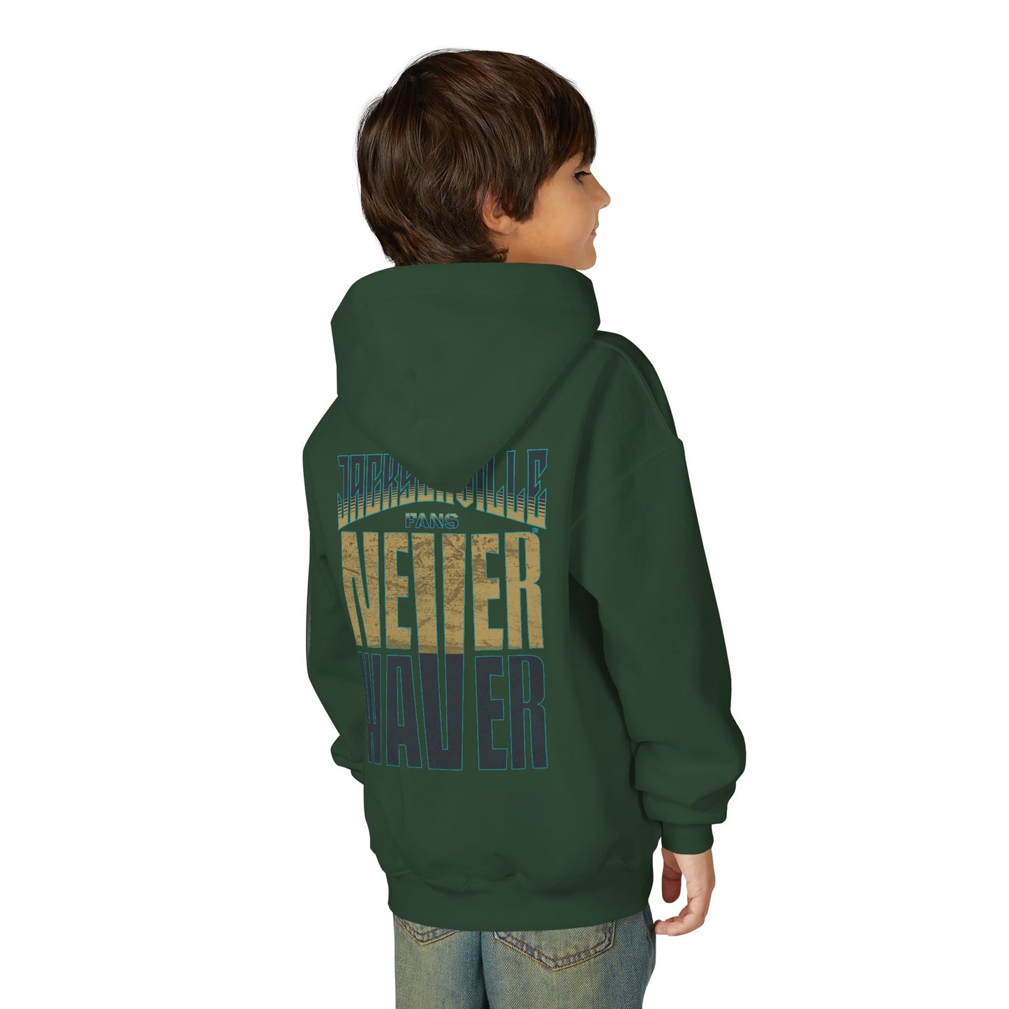 Jacksonville Fans Never Waver Youth Heavy Blend Hooded Sweatshirt