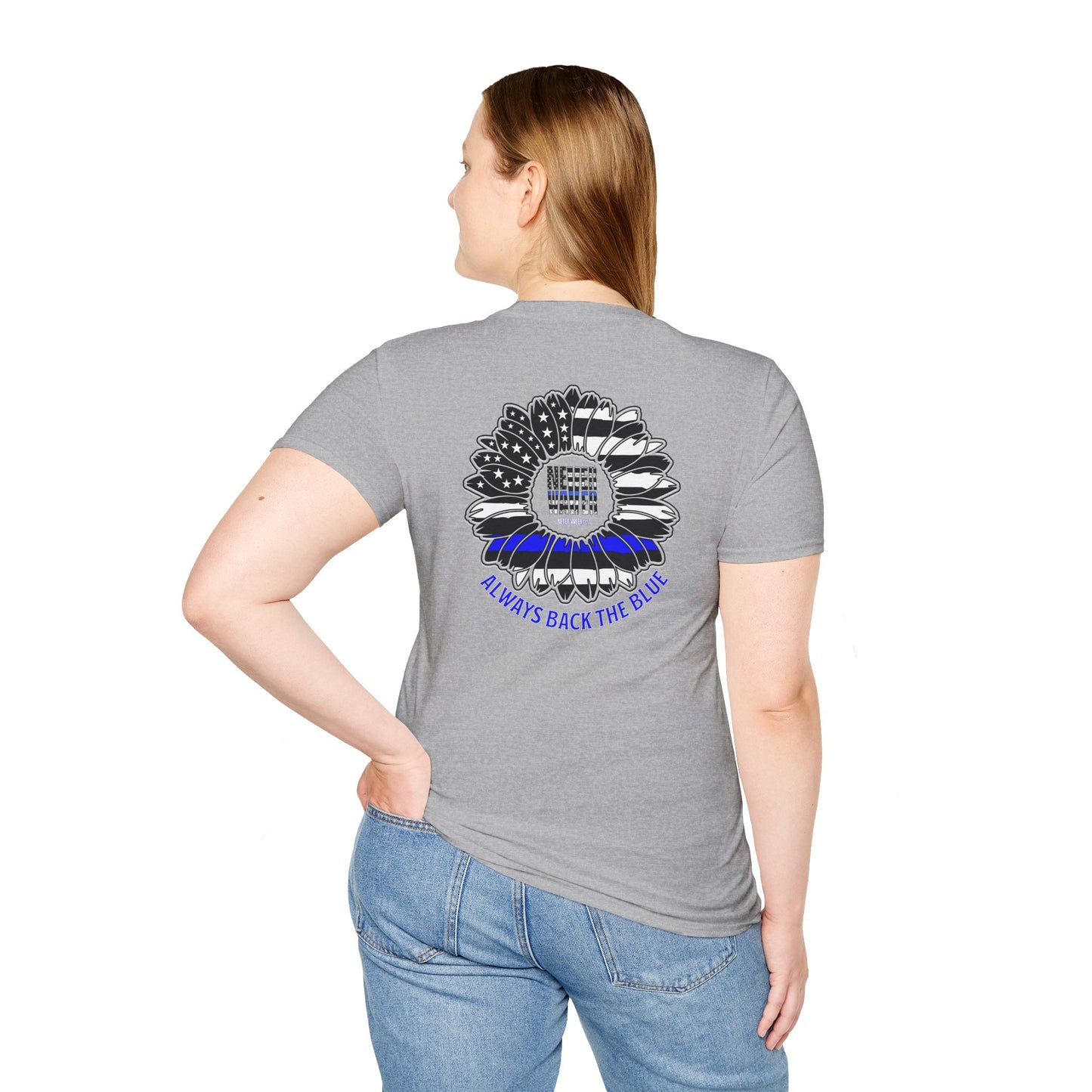 Never Waver Always Back The Blue Unisex Softstyle T-Shirt