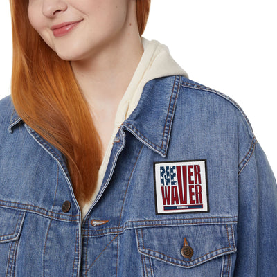 Patriotic Iron-On Patch - 'Never Waver' USA Flag Design for Jackets, Bags, and More