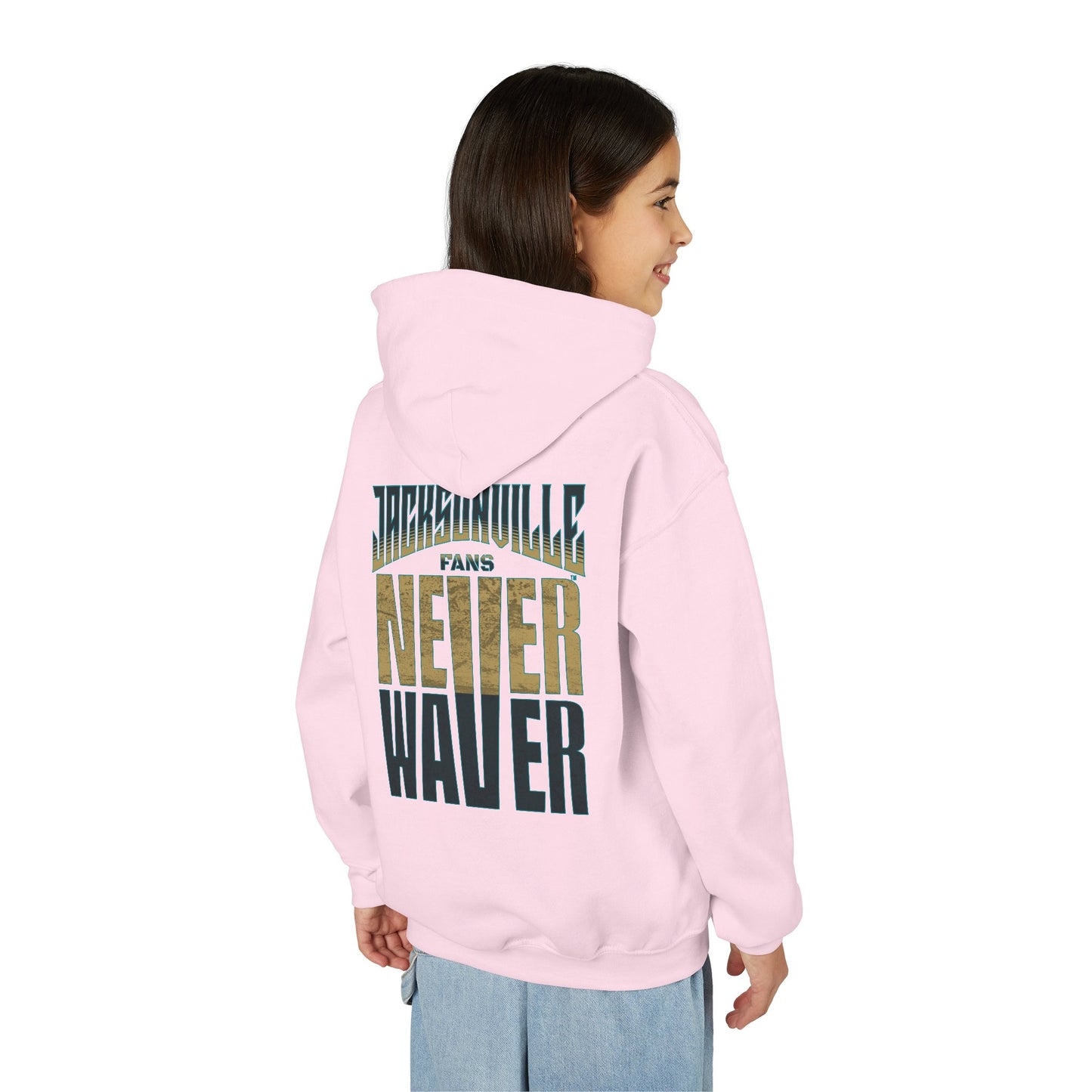 Jacksonville Fans Never Waver Youth Heavy Blend Hooded Sweatshirt