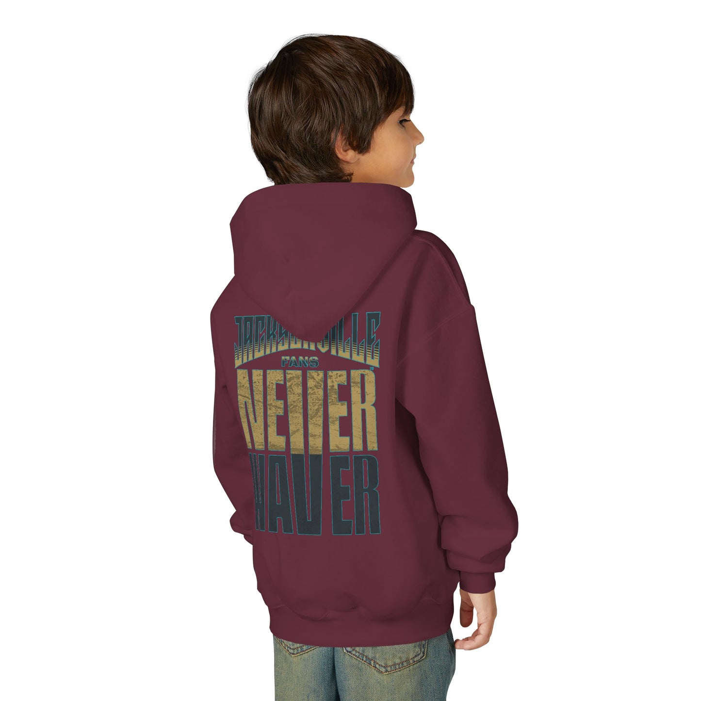 Jacksonville Fans Never Waver Youth Heavy Blend Hooded Sweatshirt
