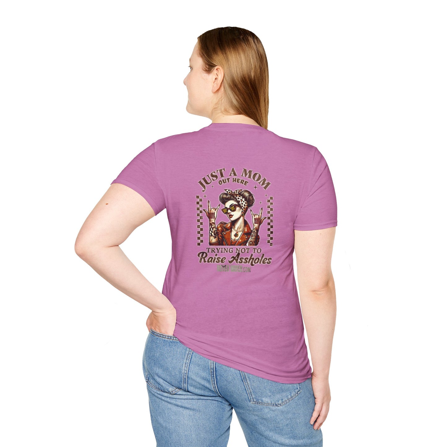 Never Waver Just A Mom Trying Not to Raise A&&holes Unisex Softstyle T-Shirt