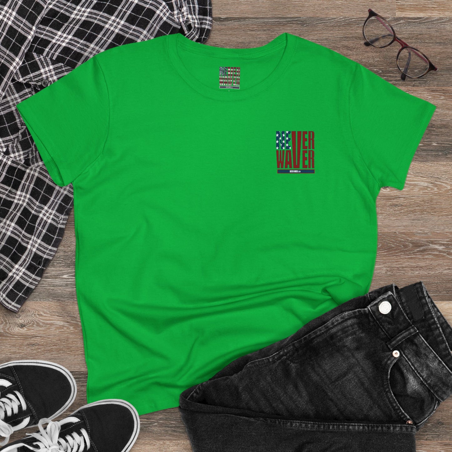 Never Waver USA Women's Midweight Cotton Tee