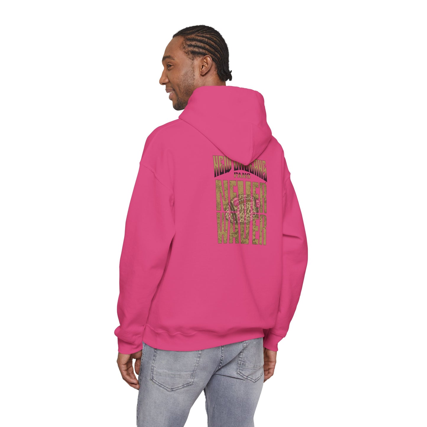 New Orleans Fans Never Waver W Leopard Football Hoodie - Unisex Heavy Blend™ Sweatshirt for Fans