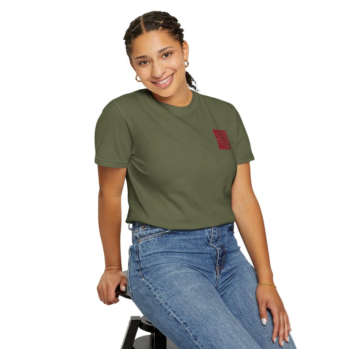 Never Waver Just A Mom Trying Not to Raise A&&holes' Design Unisex Garment-Dyed T-Shirt - '