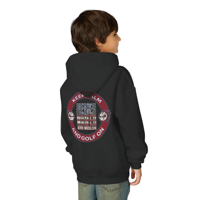 "Keep Calm Never Waver and Golf On" Hoodie for Young Golfers