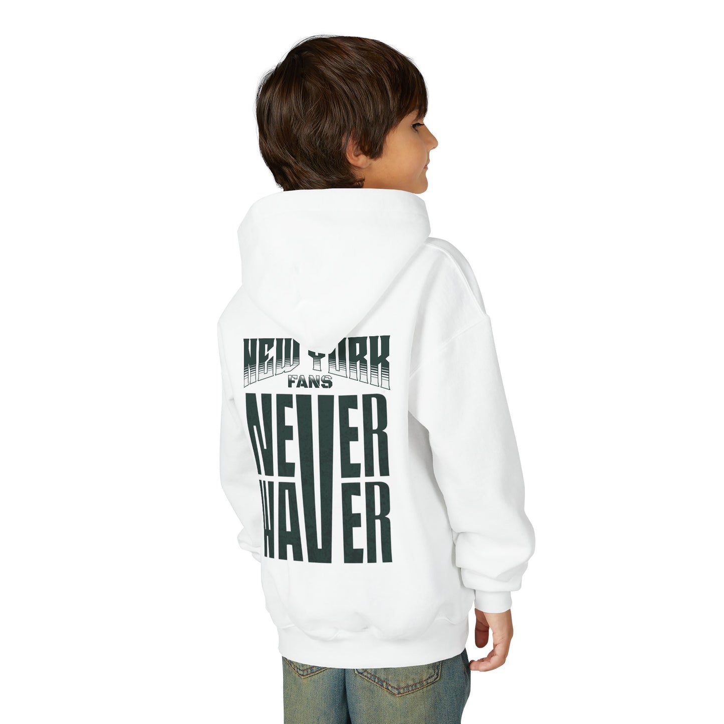 New York Fans Never Waver Youth Heavy Blend Hooded Sweatshirt
