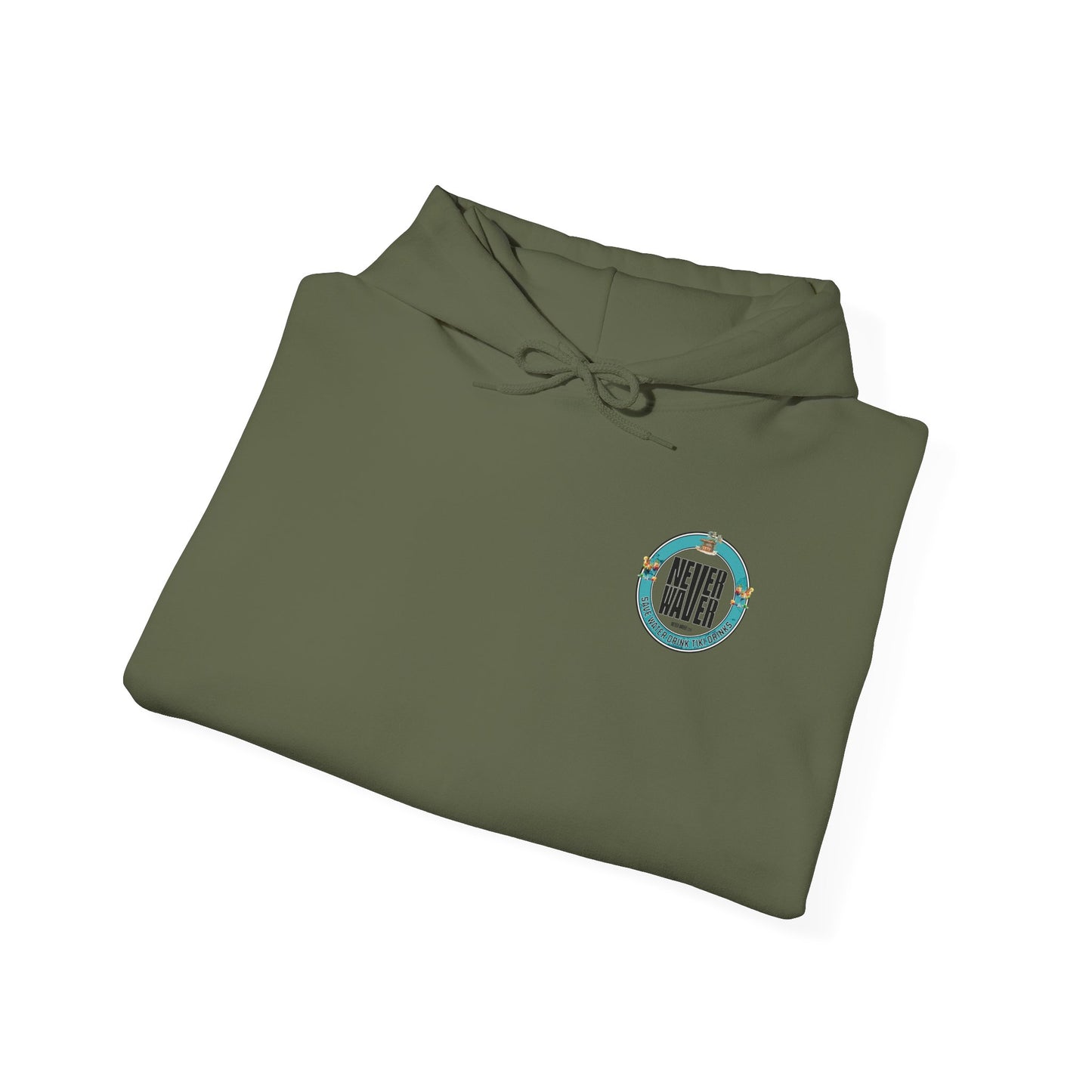 Eco-Friendly Unisex Hoodie: "Never Waver Save Water Drink Tiki Drinks"