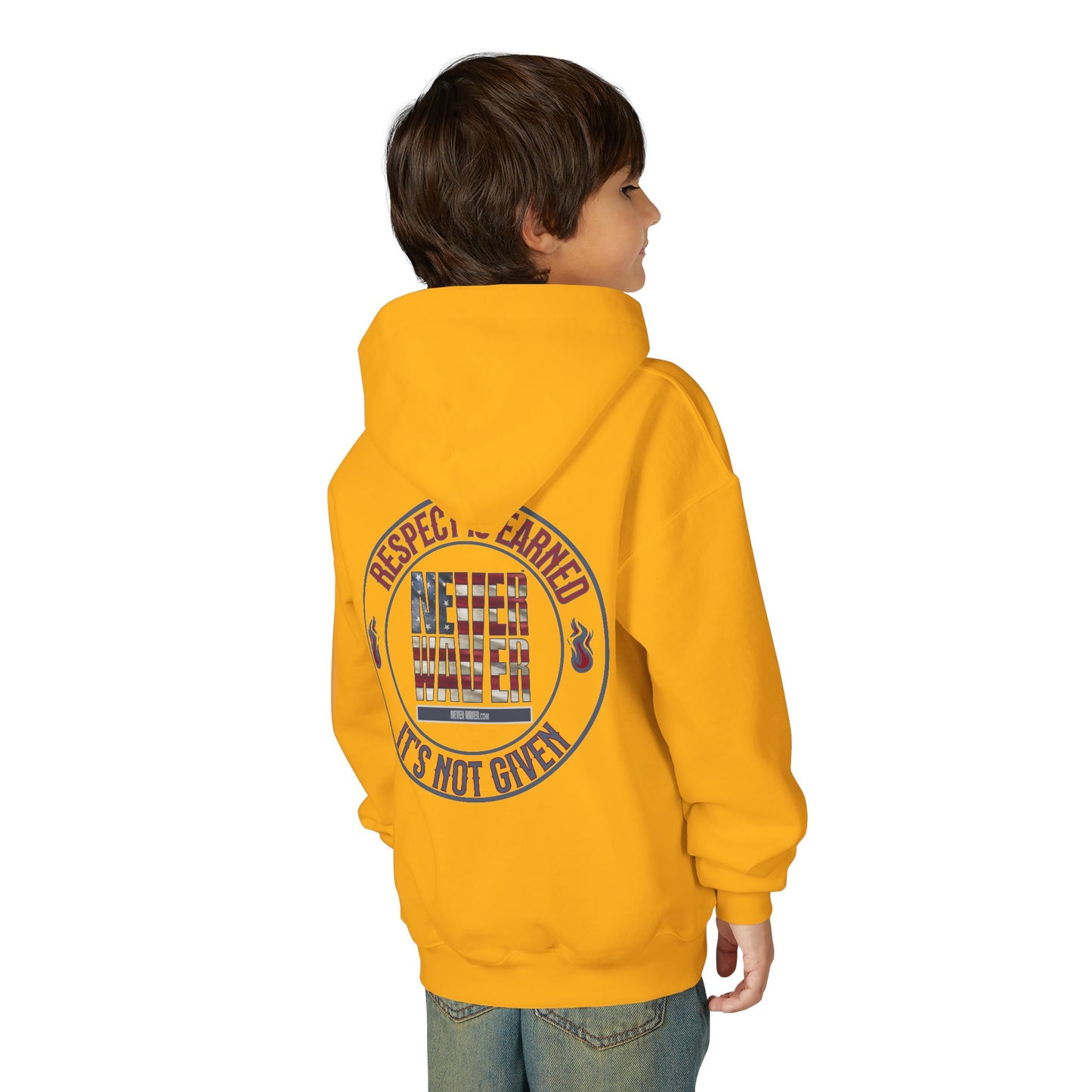 Youth Heavy Blend Hoodie - "Respect is Earned Never Waver It's Not Given" Motivational Sweatshirt