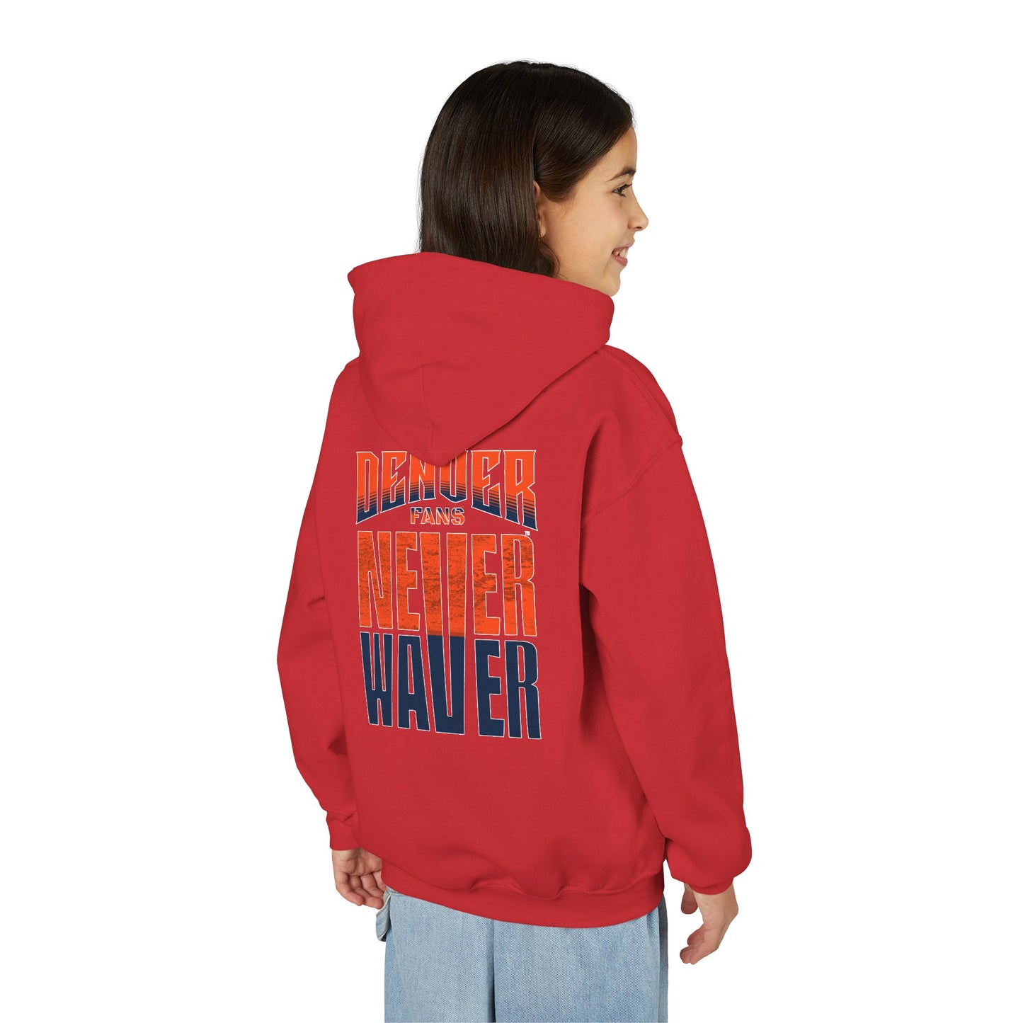 Denver Fans Never Waver Youth Heavy Blend Hoodie Sweatshirt