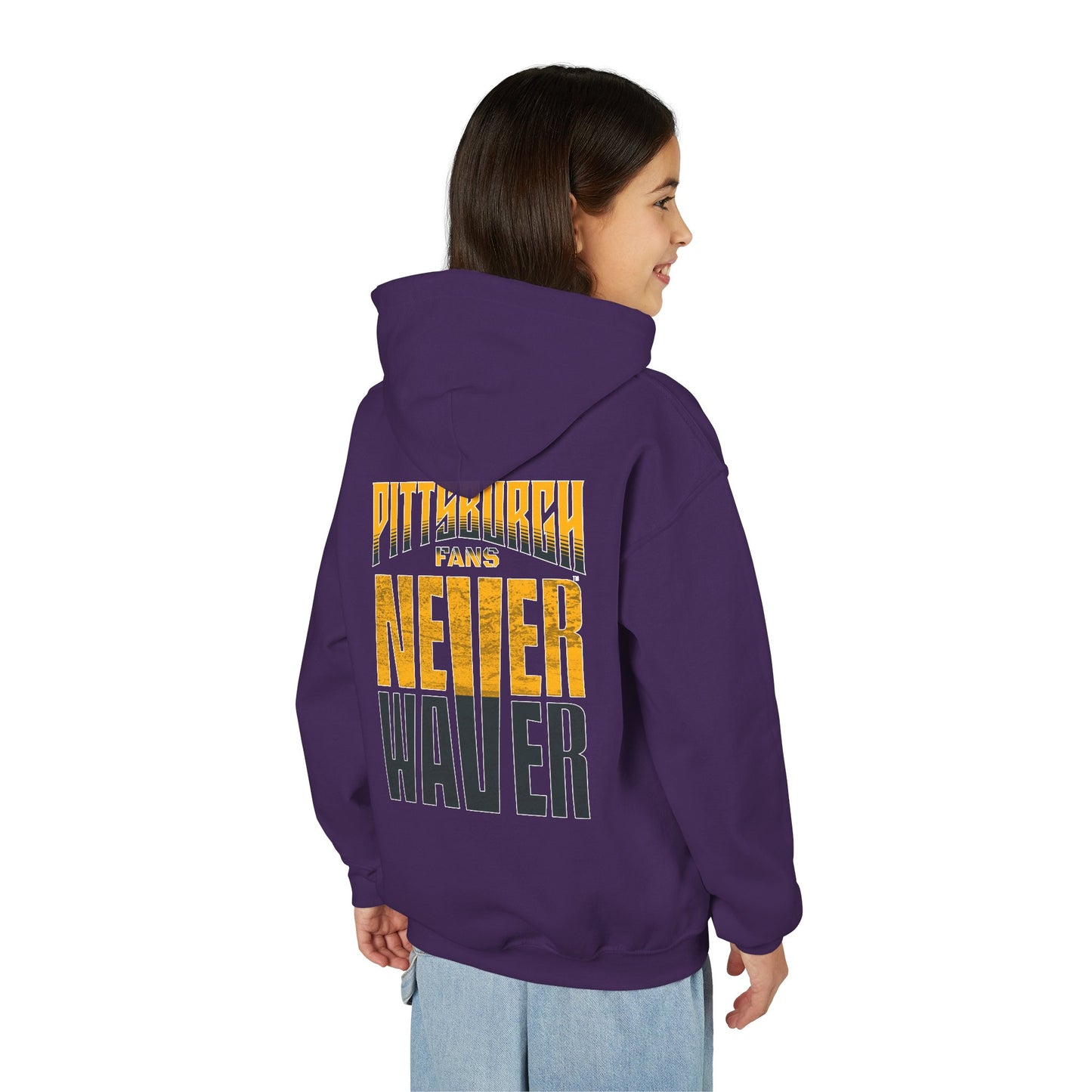 Pittsburgh Fans Never Waver Youth Heavy Blend Hooded Sweatshirt