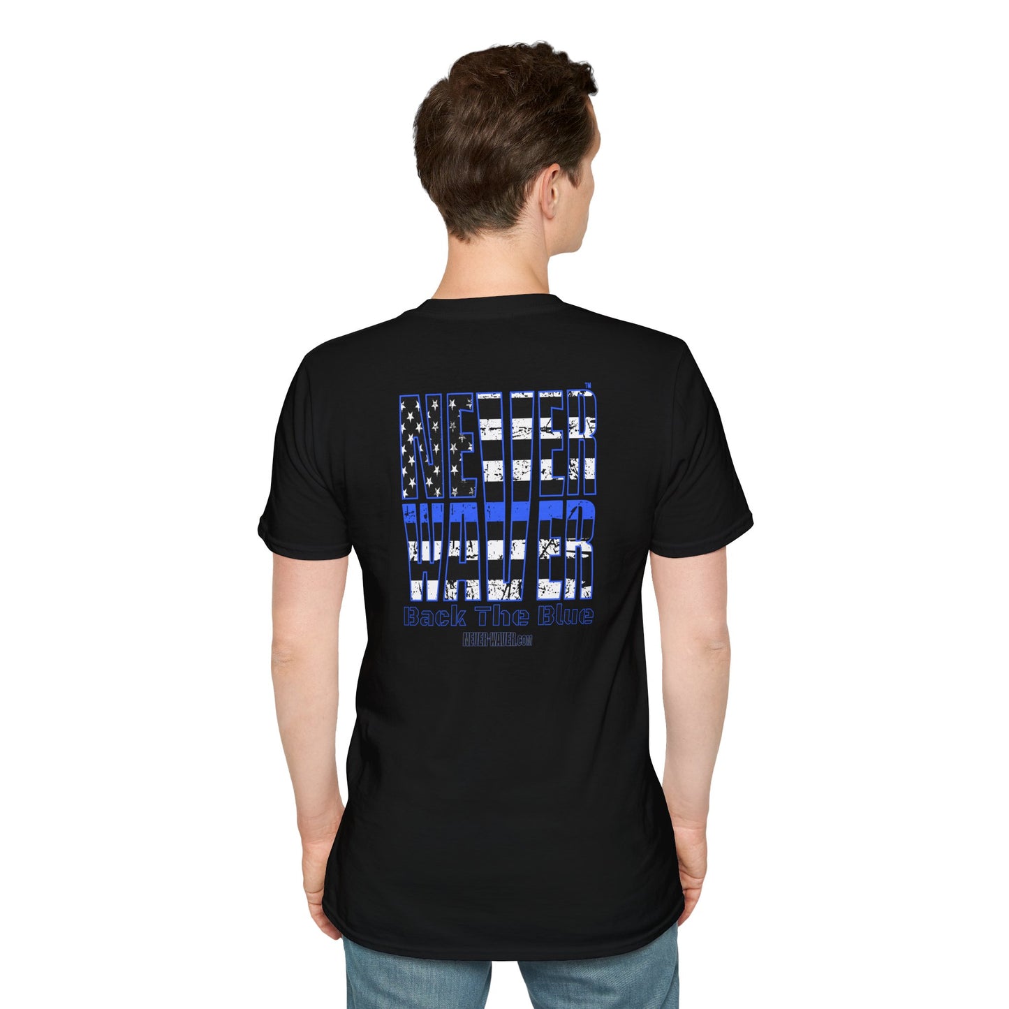Never Waver Back The Blue  Unisex Softstyle T-Shirt