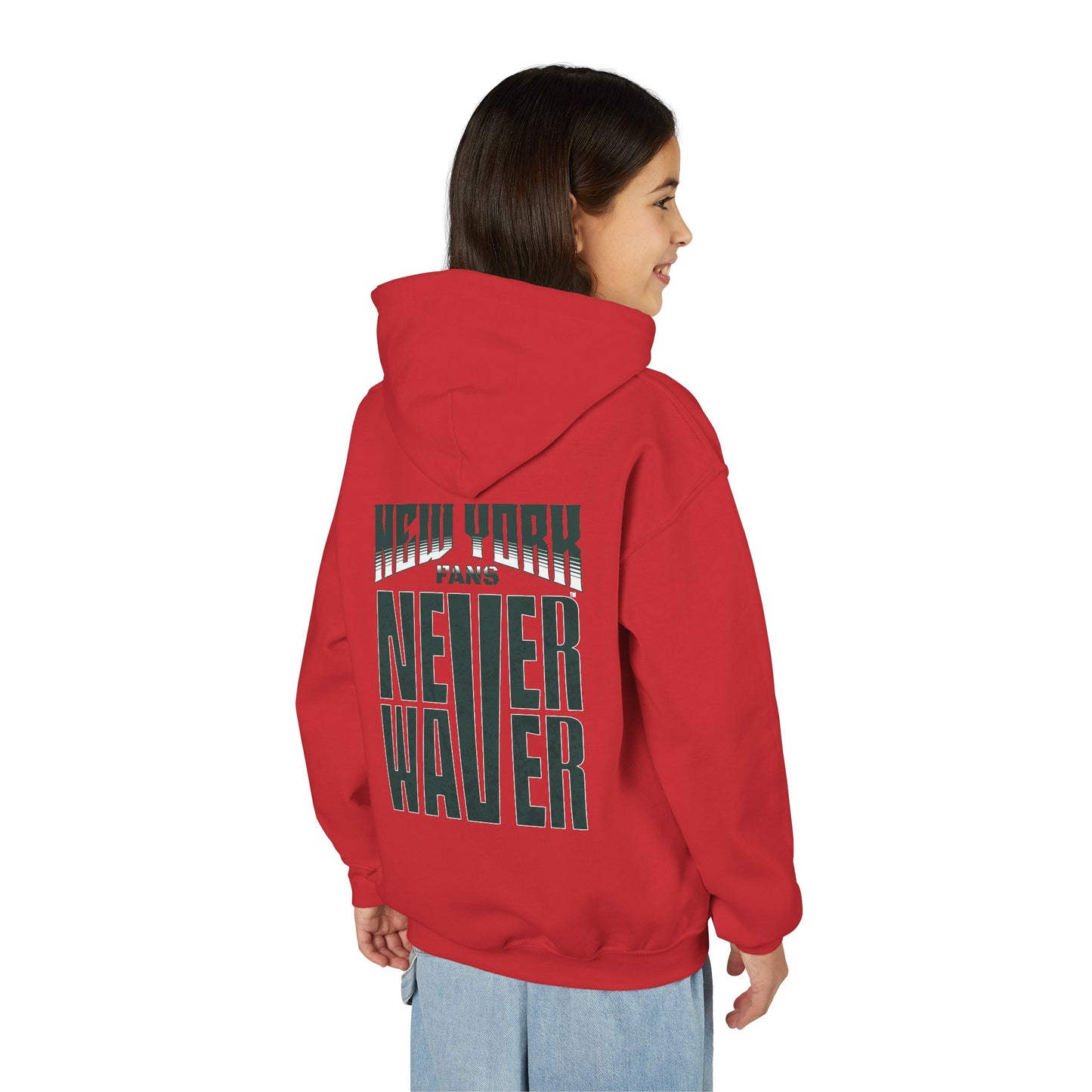New York Fans Never Waver Youth Heavy Blend Hooded Sweatshirt