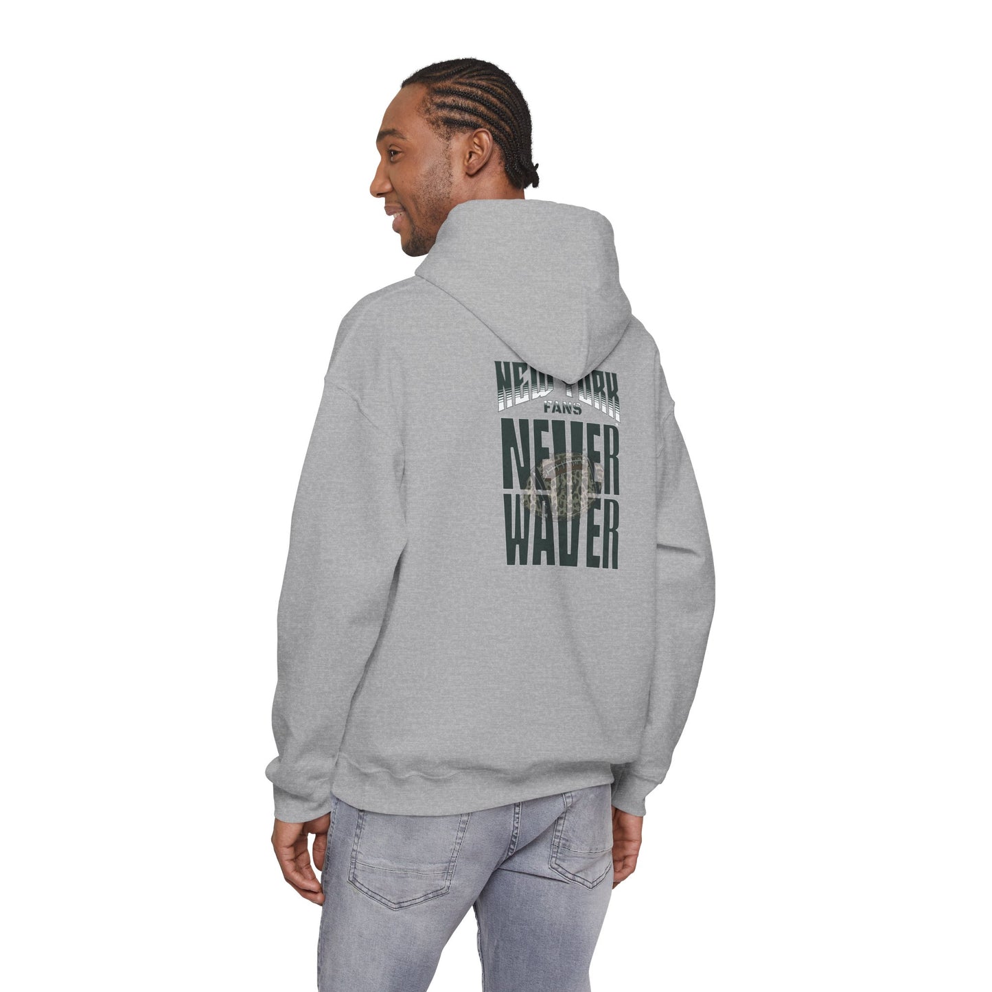 New York Fans Never Waver W Leopard Football Unisex Heavy Blend™ Hooded Sweatshirt