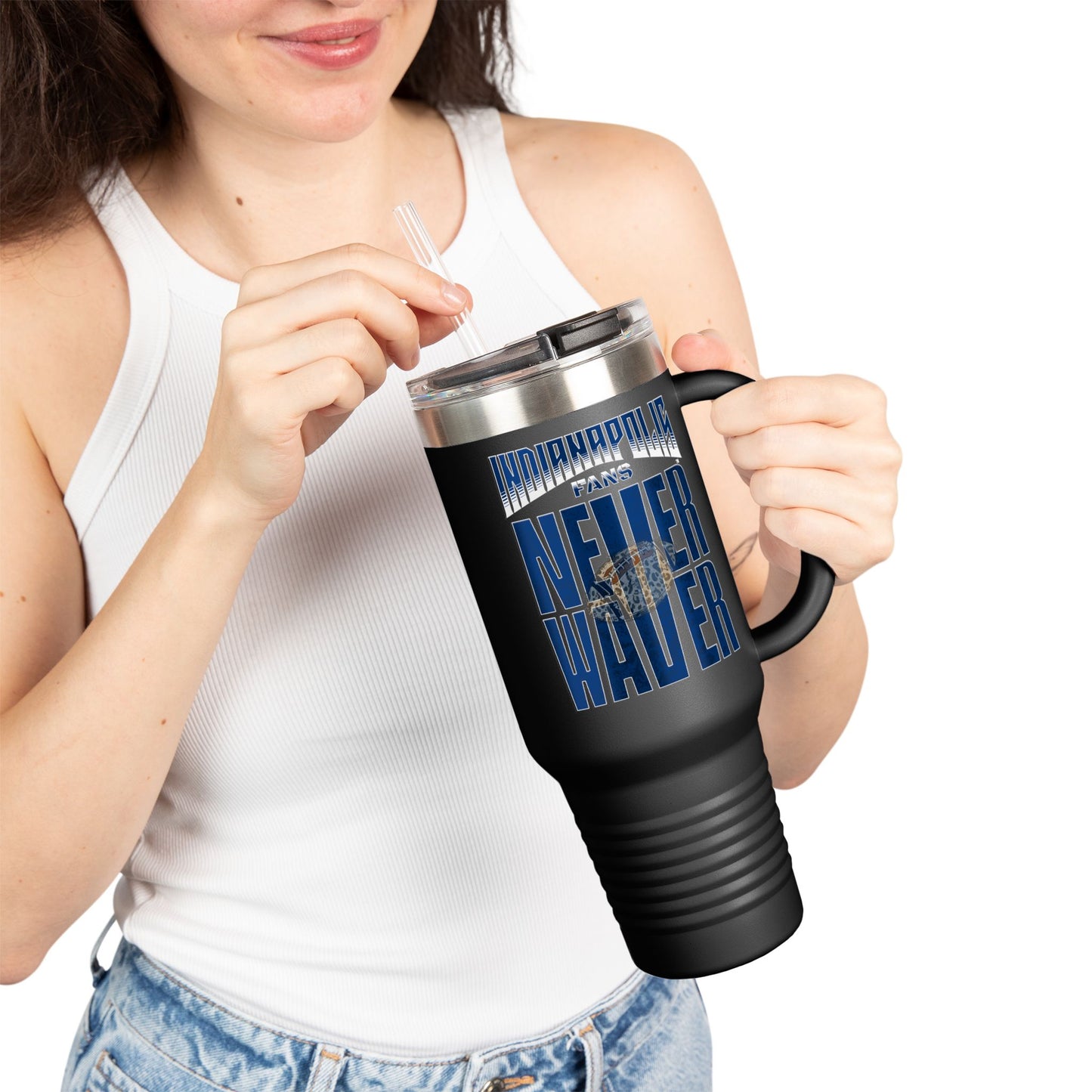 Indianapolis Fans Never Waver W-Leopard Football Insulated Travel Mug, 40oz