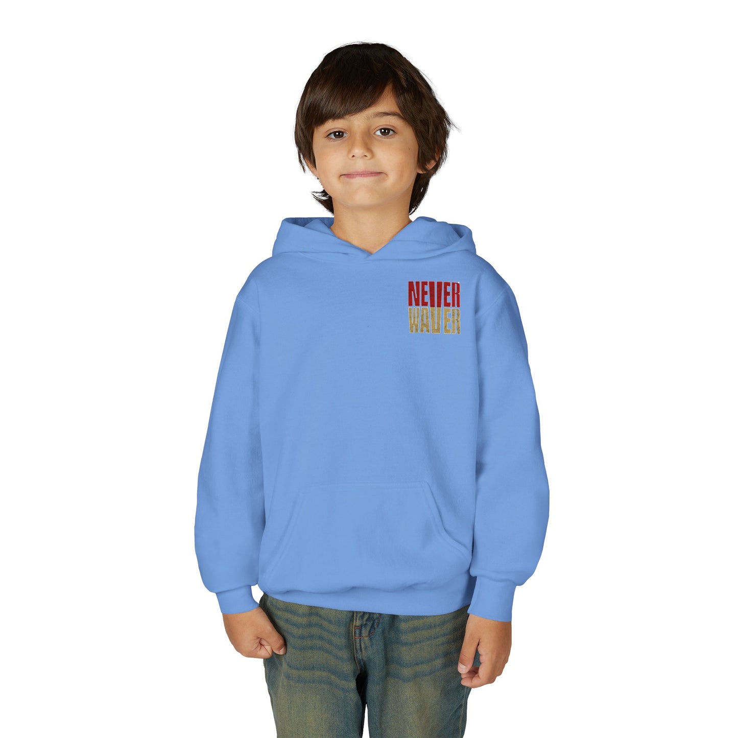 San Francisco Fans Never Waver Youth Heavy Blend Hooded Sweatshirt