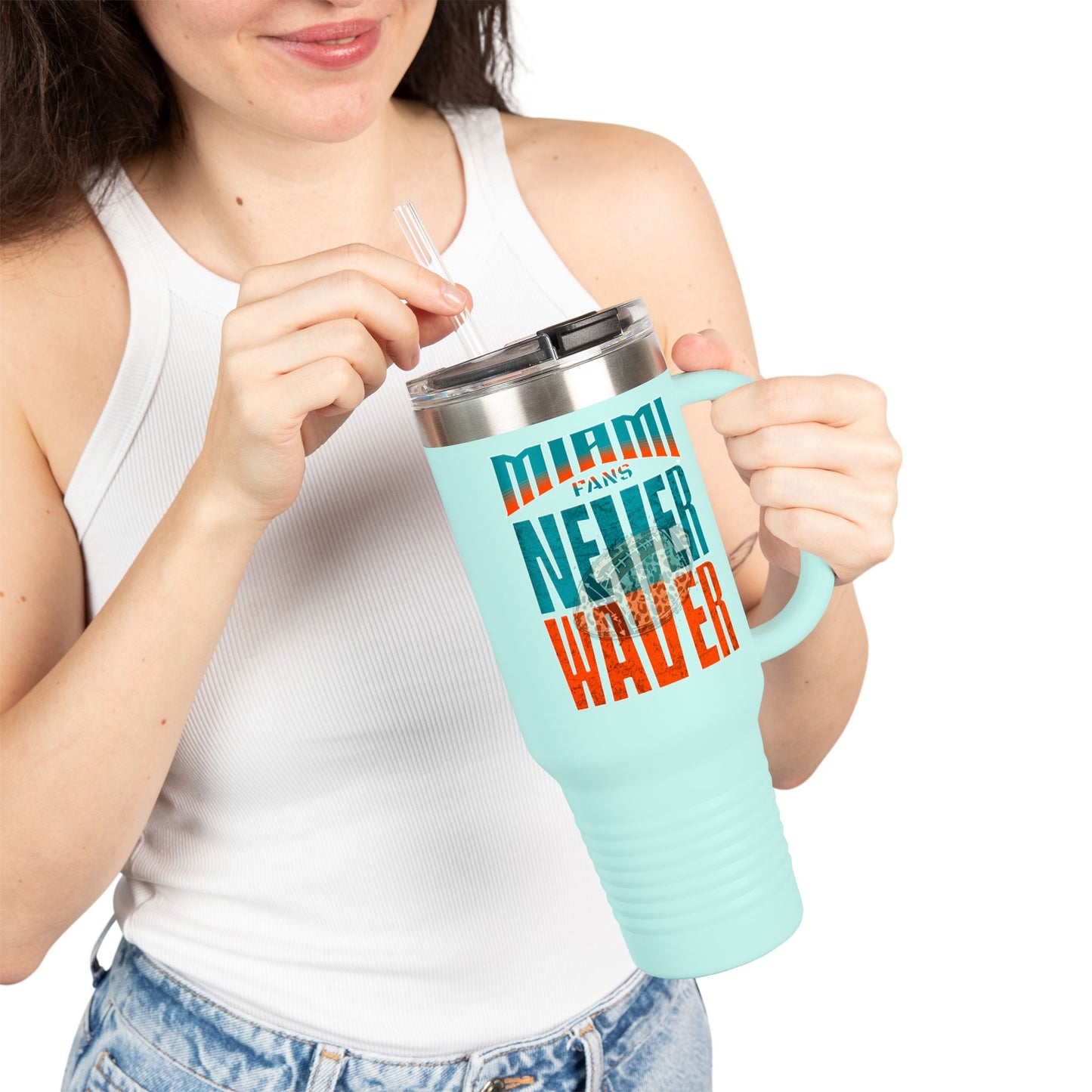 Miami Fans Never Waver W-Leopard Football Insulated Travel Mug, 40oz