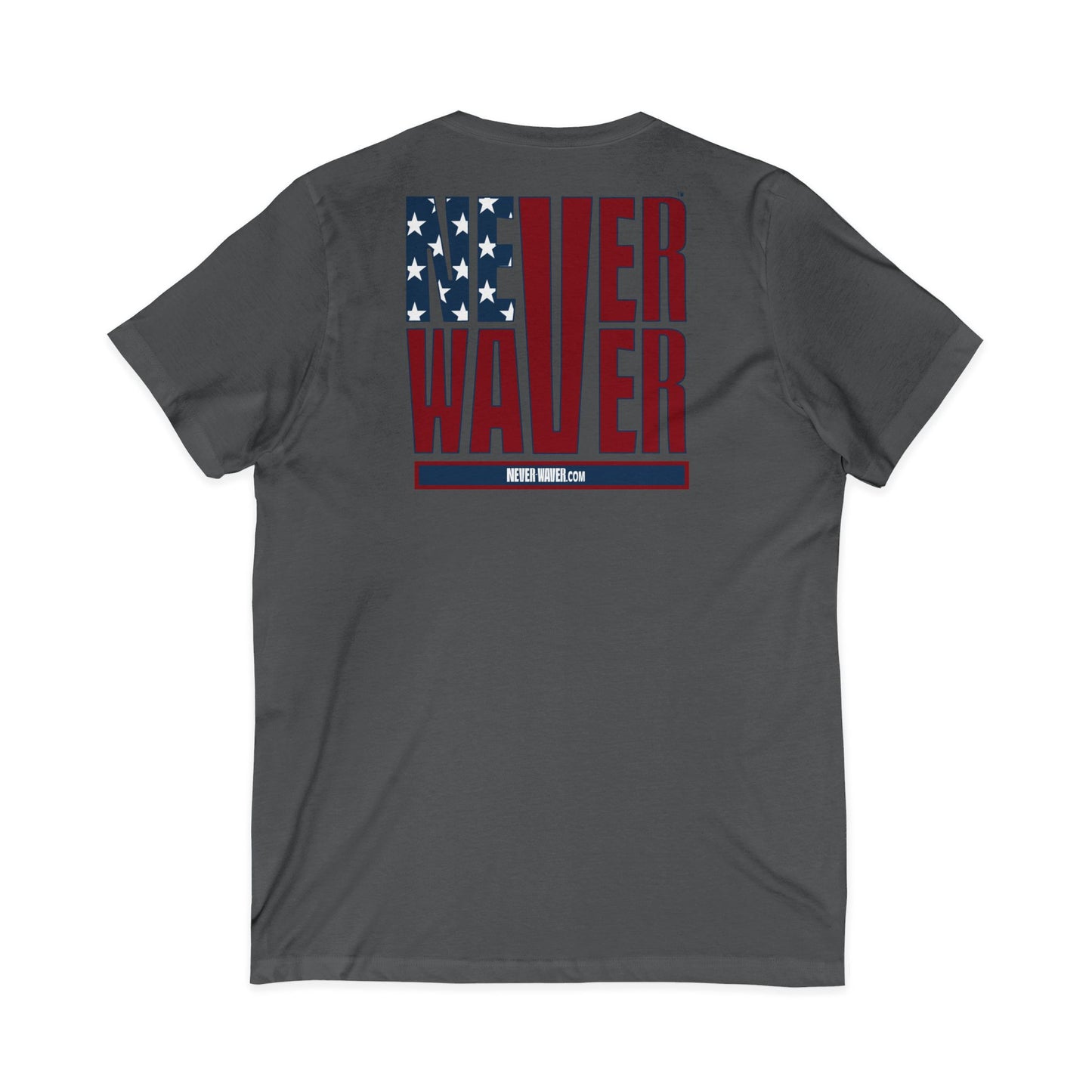 Never Waver Stylized Flag Design Unisex Jersey Short Sleeve V-Neck Tee