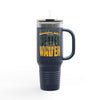 Green Bay Fans Never Waver with leopard football Insulated Travel Mug, 40oz