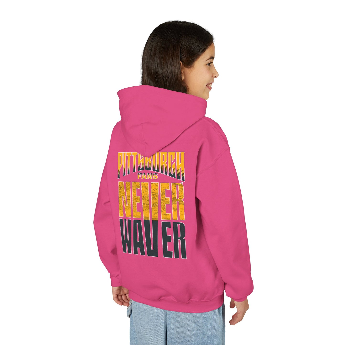 Pittsburgh Fans Never Waver Youth Heavy Blend Hooded Sweatshirt