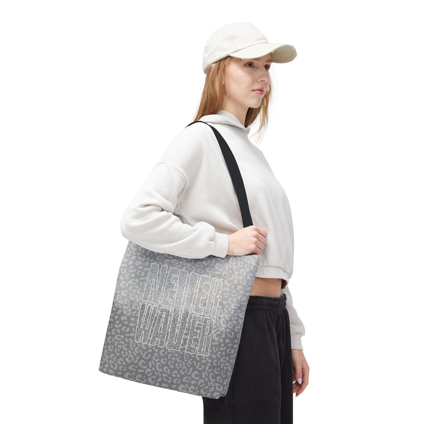Never Waver Mamma Gray Leopard Tote Bag (AOP)