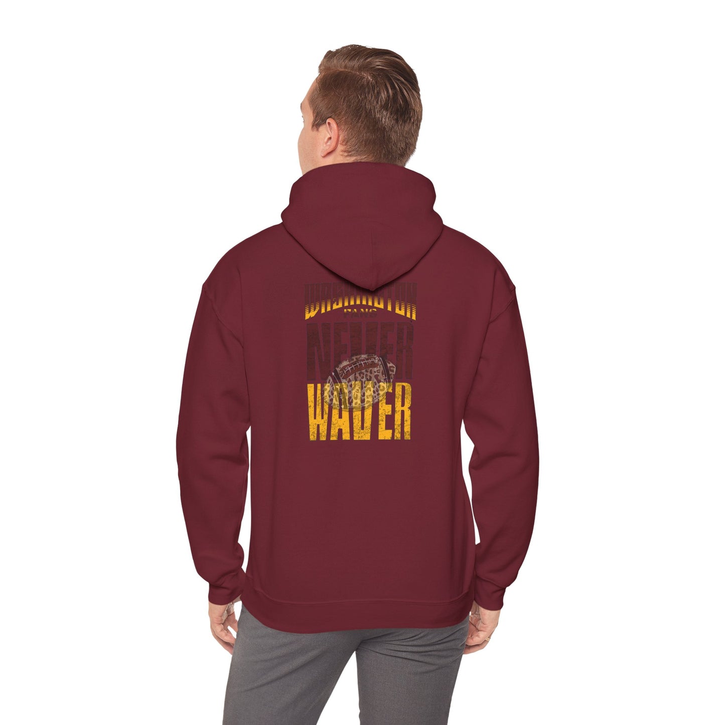 Unisex Heavy Blend™ Hooded Sweatshirt - Washington Fans Never Waver W Leopard Football- Perfect for Sports Fans