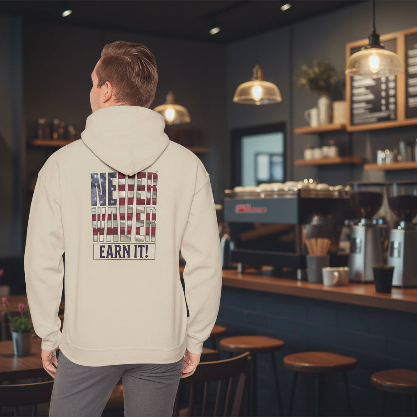 Never Waver® Earn It Hoodie | Old-School Backbone