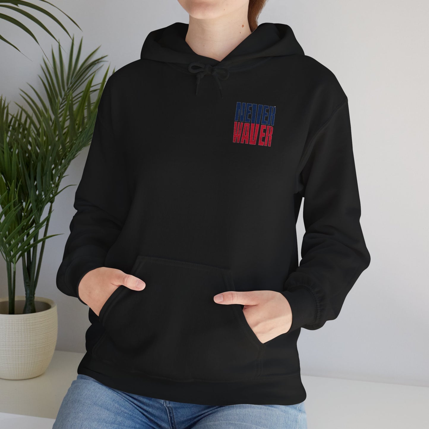 New England Fans Never Waver w Leopard football Unisex Heavy Blend™ Hooded Sweatshirt