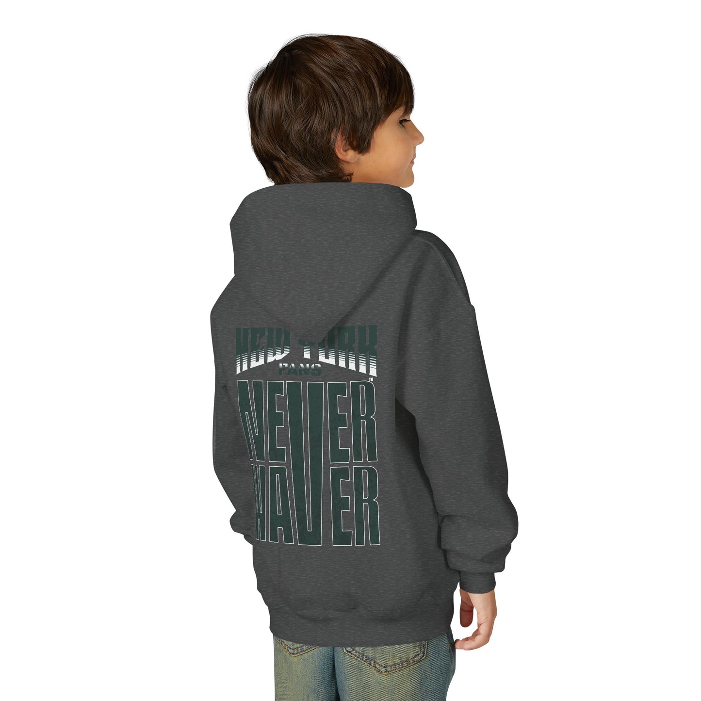 New York Fans Never Waver Youth Heavy Blend Hooded Sweatshirt