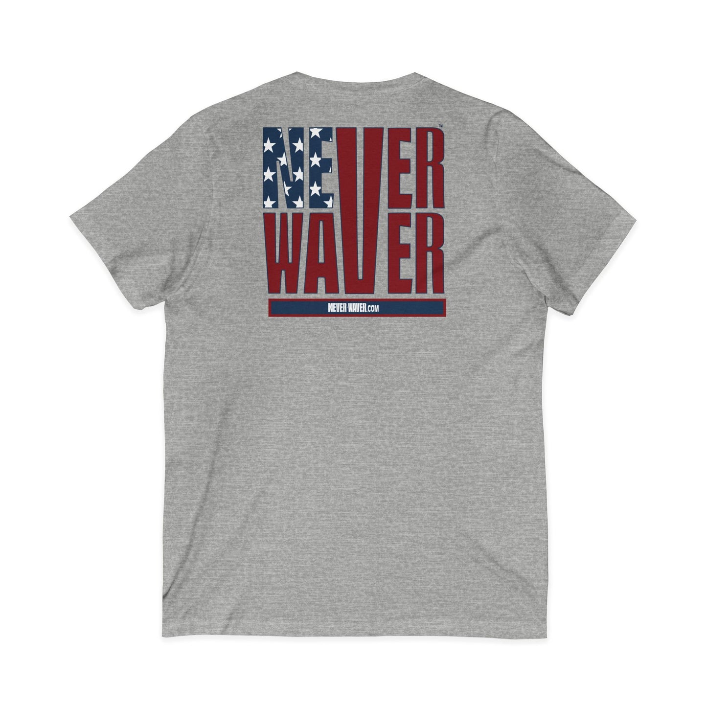 Never Waver Stylized Flag Design Unisex Jersey Short Sleeve V-Neck Tee
