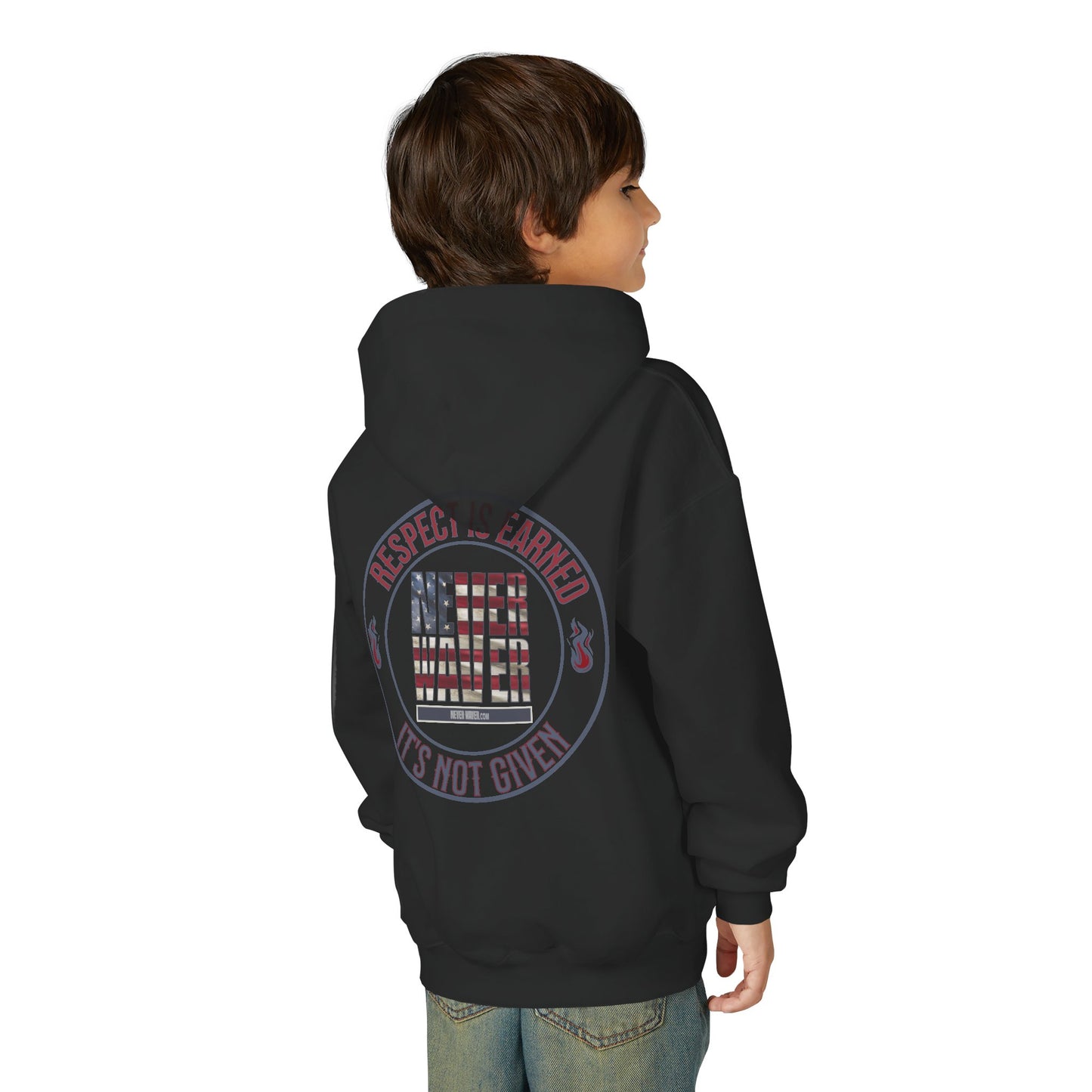 Youth Heavy Blend Hoodie - "Respect is Earned Never Waver It's Not Given" Motivational Sweatshirt