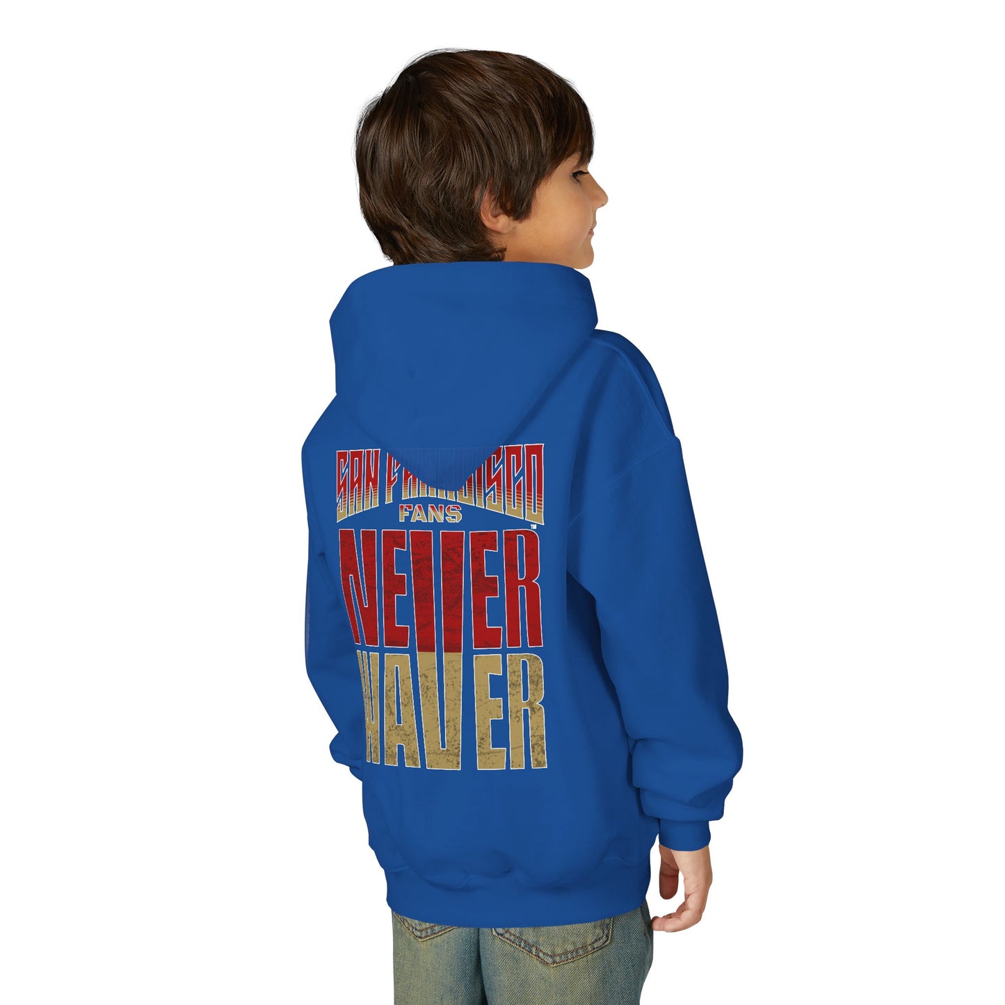 San Francisco Fans Never Waver Youth Heavy Blend Hooded Sweatshirt