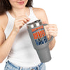 Denver Fans Never Waver with leopard football Insulated Travel Mug, 40oz