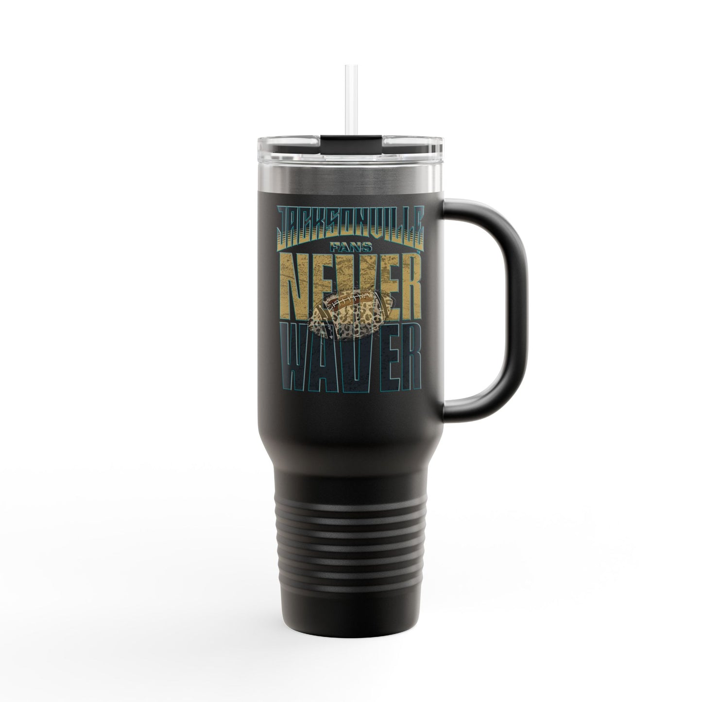 Jacksonville Fans Never Waver W-Leopard Football Insulated Travel Mug, 40oz