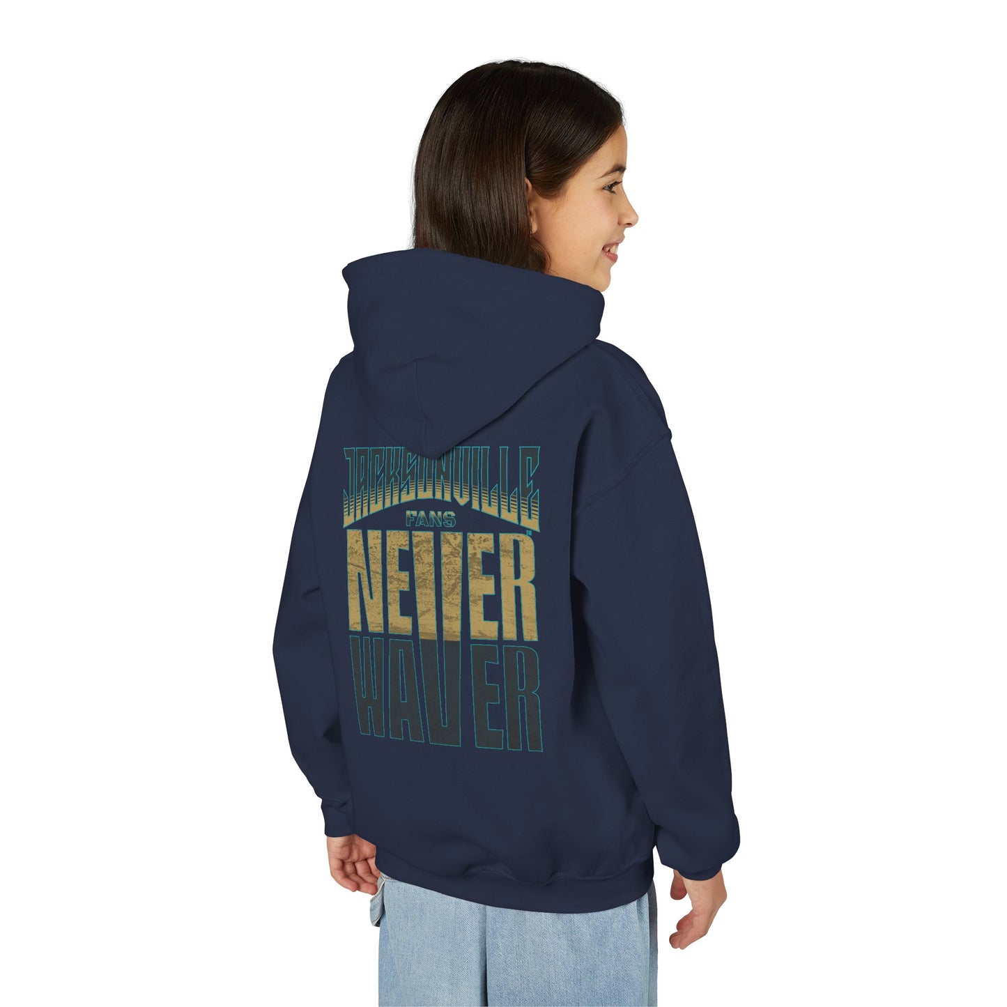 Jacksonville Fans Never Waver Youth Heavy Blend Hooded Sweatshirt