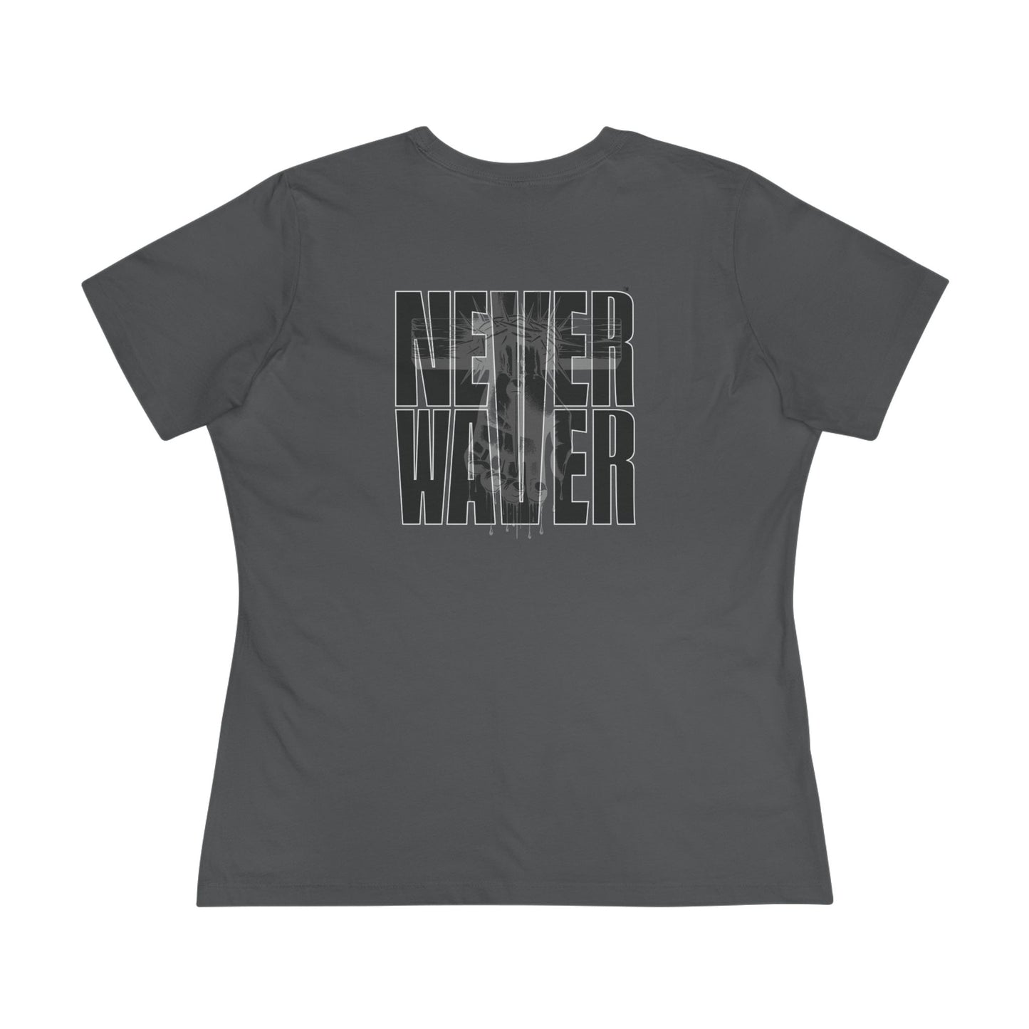 Never Waver” Jesus t-shirt might feature a bold, eye-catching design that reflects a steadfast faith and confidence in Christ.  Women's Cotton Tee