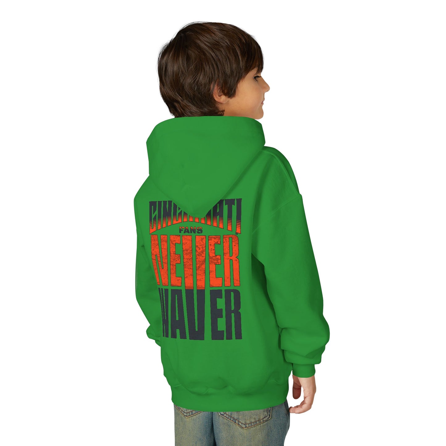 Cincinnati Fans Never Waver Youth Heavy Blend Hooded Sweatshirt
