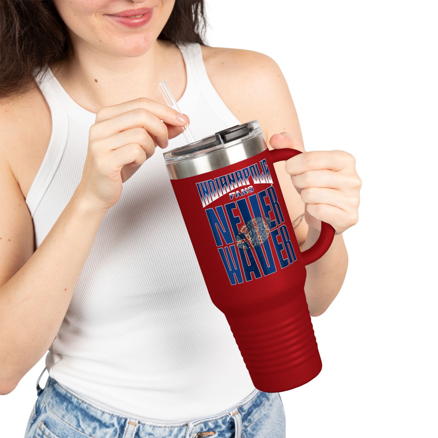 Indianapolis Fans Never Waver W-Leopard Football Insulated Travel Mug, 40oz