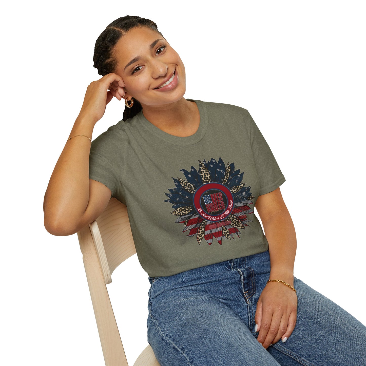 Never Waver Be Red White & a Little Bougie Unisex Softstyle T-Shirt