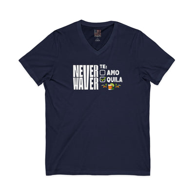 Never Waver TE: [] TEAMO [X} Tequila T-Shirt Unisex V-Neck Tee
